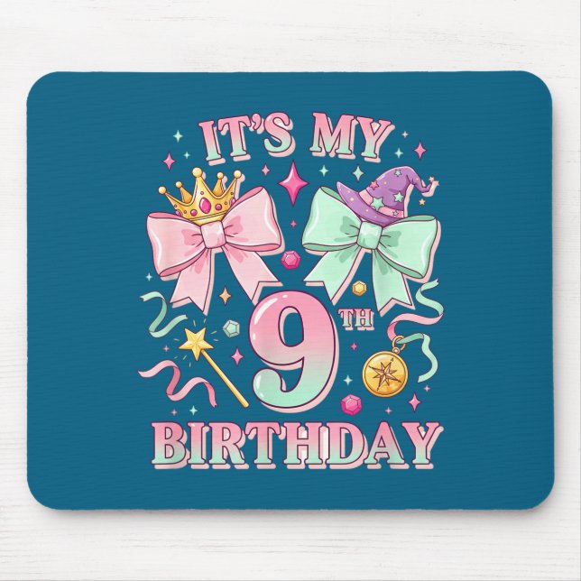 Birthday It's My 9th Birthday Cute Magical Princes Mousepad (Vorne)