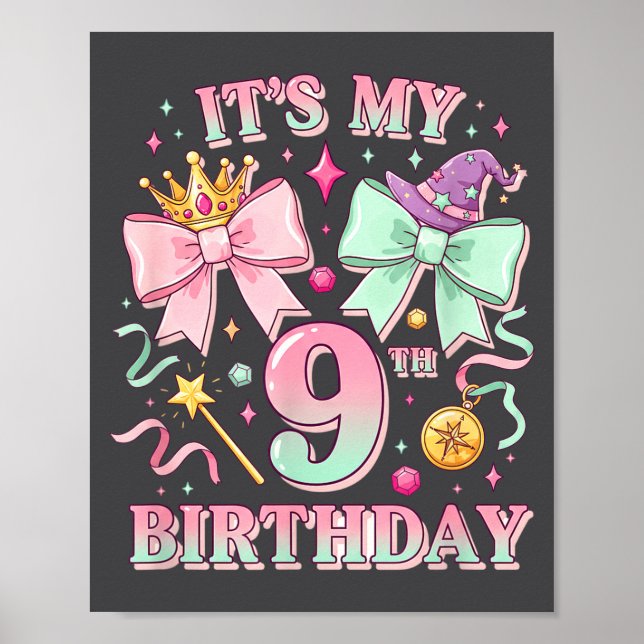 Birthday It's My 9th Birthday Cute Magical Princes Poster (Vorne)