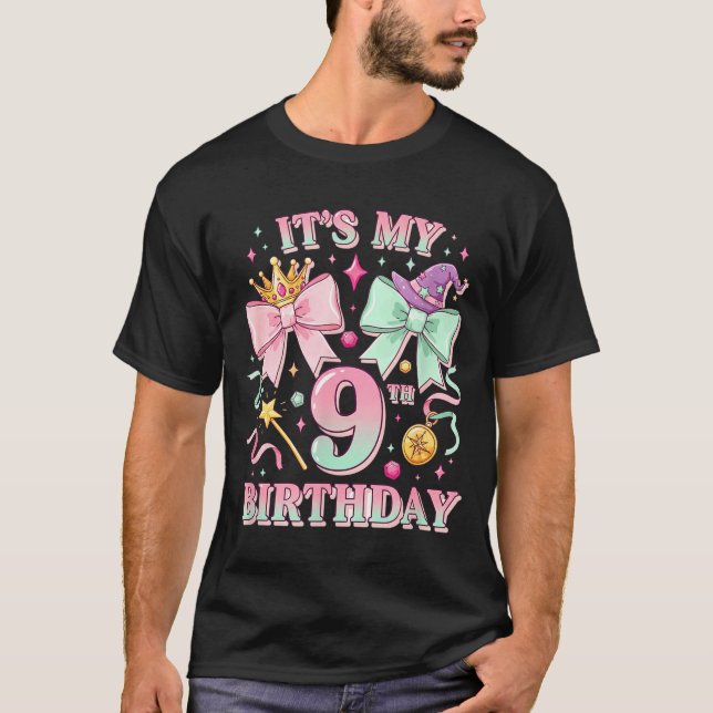 Birthday It's My 9th Birthday Cute Magical Princes T-Shirt (Vorderseite)
