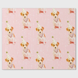 Birthday Jack Russell Dog Pink Party Hat Geschenkpapier