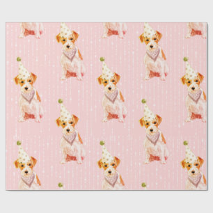 Birthday Jack Russell Dog Pink Party Hat Geschenkpapier