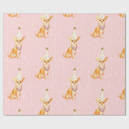 Birthday Jack Russell Dog Pink Party Hat Geschenkpapier