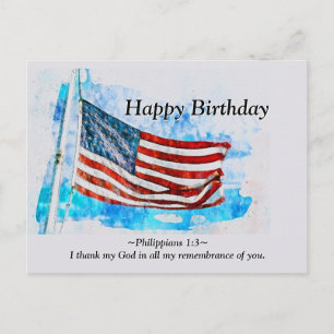 Birthday Jeremiah 29:11 Bibelamerikanische Flagge Postkarte
