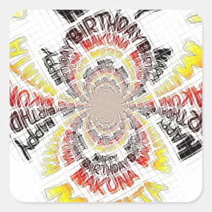Birthday Kaleidoskop Art Print Quadratischer Aufkleber