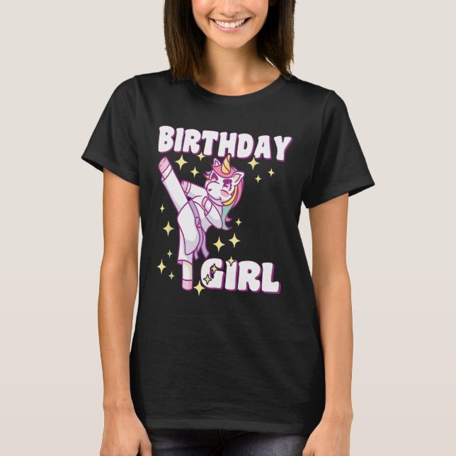 Birthday Karate Unicorn Girl T-Shirt (Vorderseite)