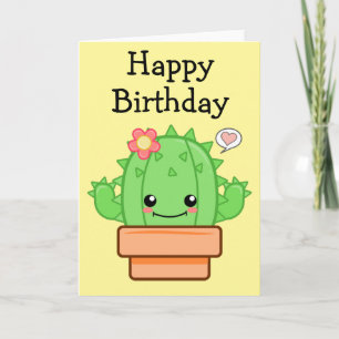 Birthday Kawaii Cactus Karte