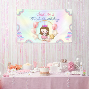 Birthday Kawaii Prinzessin Regenbogen Einhorn Part Banner