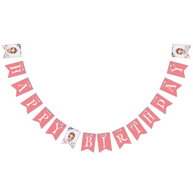 Birthday Kawaii Prinzessin Regenbogen einicorn mag Wimpelkette (Alle)