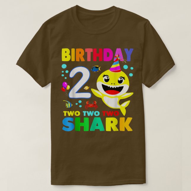 Birthday Kids Shark2 Jahre Alte 2. Familie T-Shirt (Design vorne)