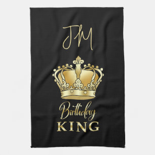 Birthday King Gold Crown Queen Luxe Monogram Geschirrtuch