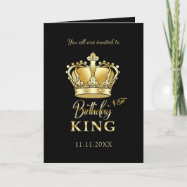 Birthday King Gold Crown Royal Monogram Luxe Einladung