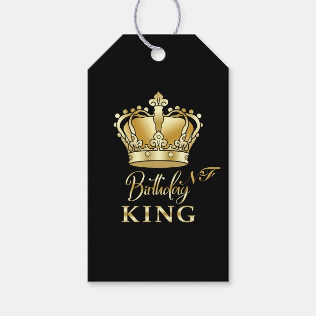 Birthday King Gold Crown Royal Monogram Luxe Geschenkanhänger (Vorderseite)