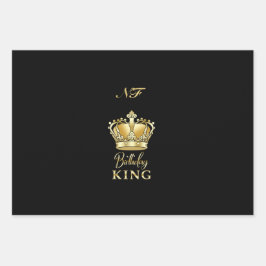 Birthday King Gold Crown Royal Monogram Luxe Geschenkpapier Set
