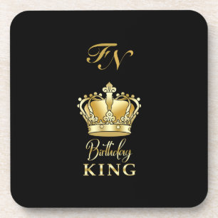 Birthday King Gold Crown Royal Monogram Luxe Getränkeuntersetzer