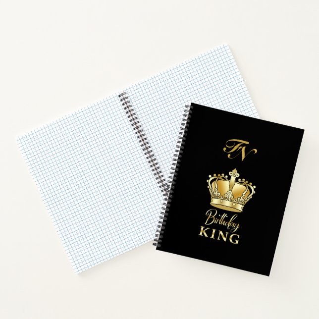 Birthday King Gold Crown Royal Monogram Luxe Notizbuch (Innenseite)