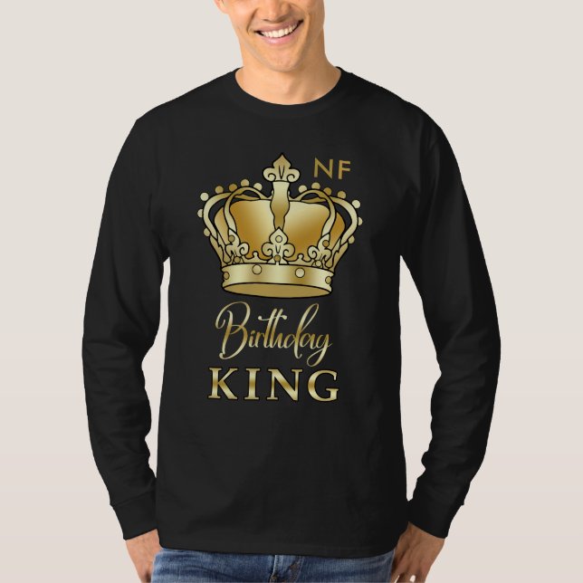 Birthday King Gold Crown Royal Monogram Luxe T-Shirt (Vorderseite)