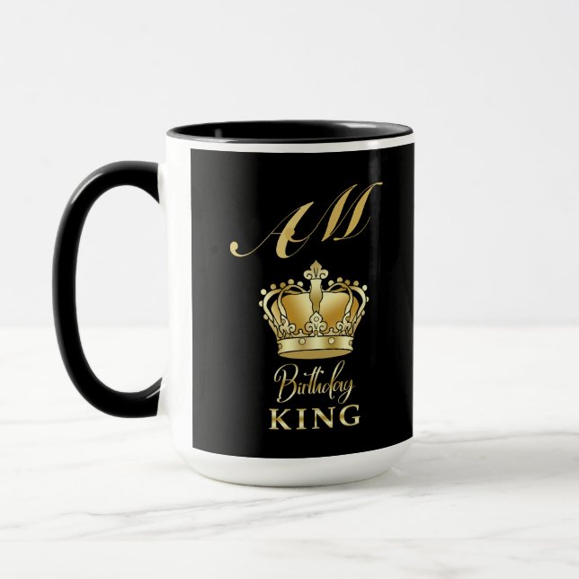 Birthday King Gold Crown Royal Monogram Luxury Tasse (Links)