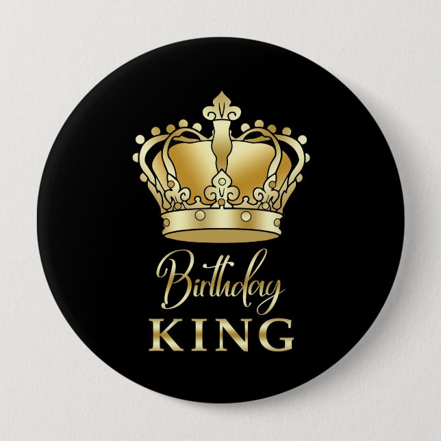 Birthday King Gold Crown Royal Queen Funny Button (Vorderseite)