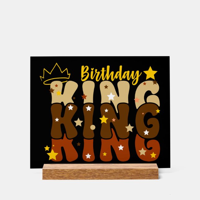 Birthday King Groovy Typo Acrylschild (Vorderseite)