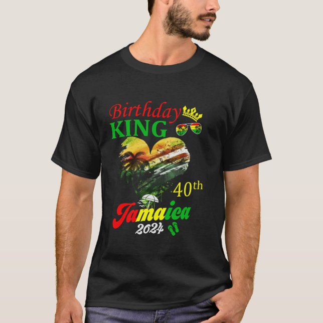 Birthday King Jamaica 40. Party Jamaikanischer Url T-Shirt (Vorderseite)
