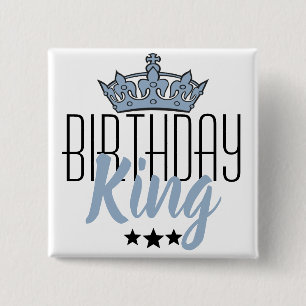 Birthday King und Blue Crown Button