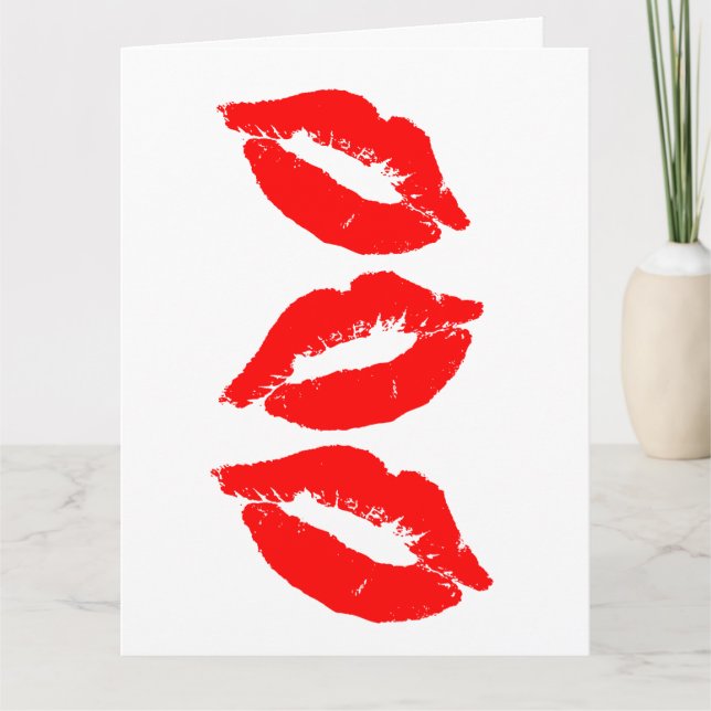 BIRTHDAY KISSES RED LIPS GREETCARD KARTE (Vorderseite)