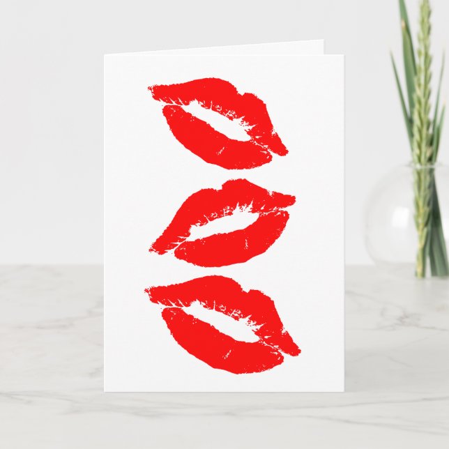 BIRTHDAY KISSES RED LIPS GREETCARD KARTE (Vorderseite)
