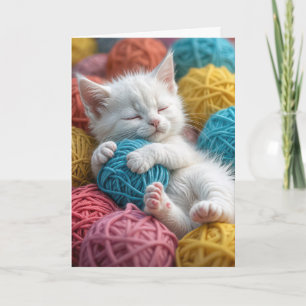 Birthday Kitten in Yarn Balls Karte