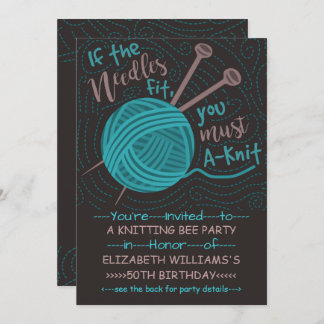 Birthday Knitting Bee Party | Funny Knitting Yarn Einladung