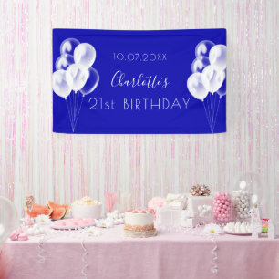 Birthday königsblauen weißen Ballons Party Banner
