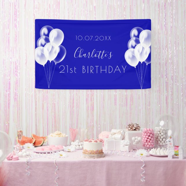 Birthday königsblauen weißen Ballons Party Banner (Party)