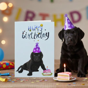 Birthday Labrador Retriever Labrador Black Puppy Karte