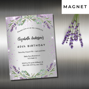Birthday Lavendel silber eucalyptus luxus Magneteinladung