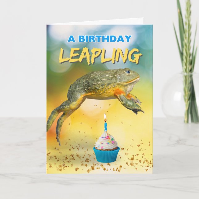 Birthday Leapling Leap Year Frosch Karte (Vorderseite)