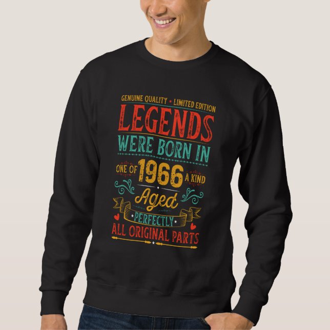 Birthday Legends Were Born In 1966 Retro Original  Sweatshirt (Vorderseite)