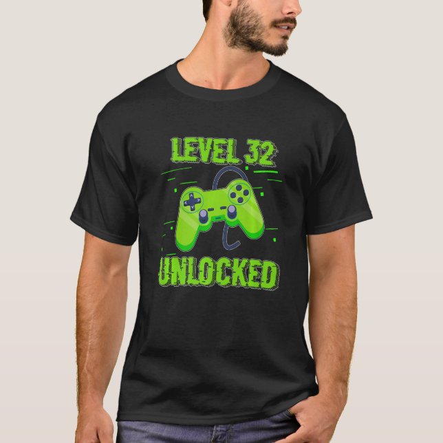 Birthday  Level 32 Unlocked Video Games Controller T-Shirt (Vorderseite)