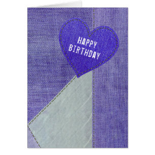 Birthday Lila Denim Heart