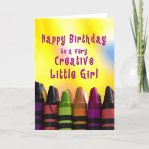 Birthday Little Girl Creative Crayons Karte