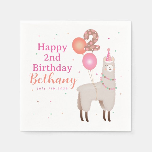 Birthday Llama Serviette (Vorderseite)