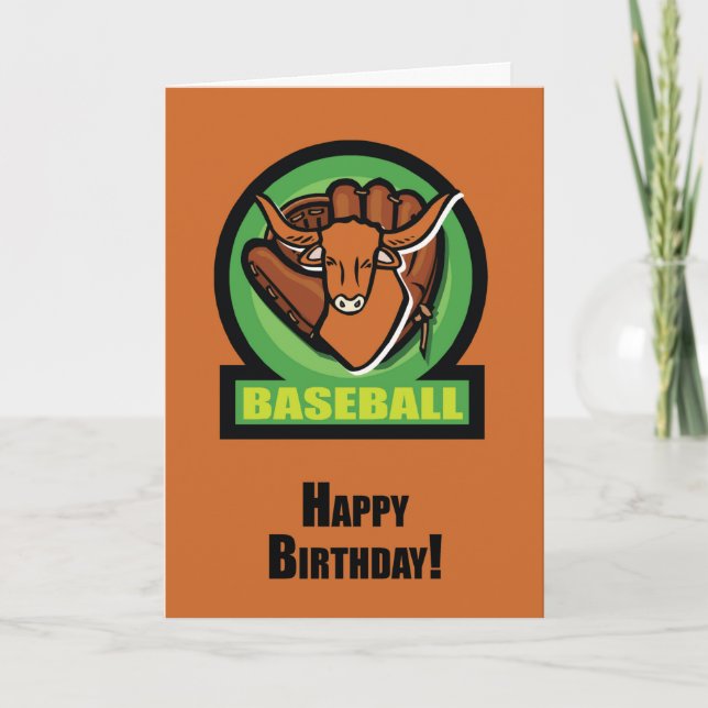 Birthday Longhorn Baseball Orange und Black Karte (Vorderseite)