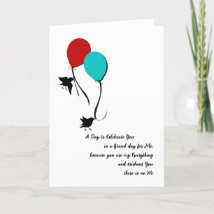 Birthday Love Birds und Balloons Dankeskarte