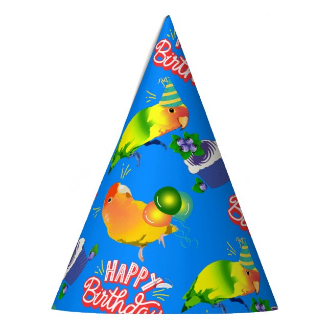 Birthday Lovebird Parrot Bird Theme Party Partyhütchen (Links)