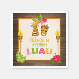 Birthday Luau Paper Napkins - Junge Serviette