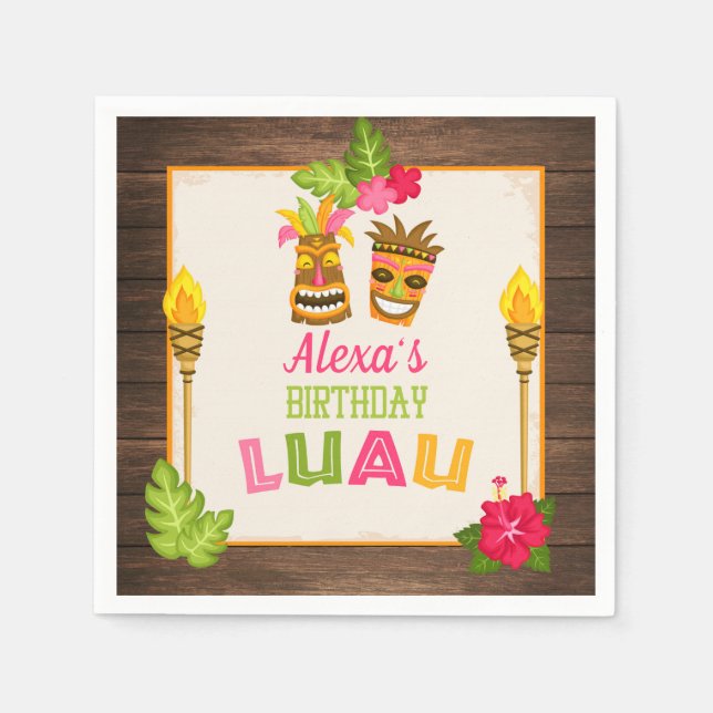 Birthday Luau Paper Napkins Serviette (Vorderseite)