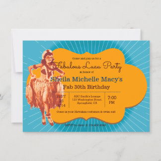 Birthday Luau Party Retro Style Pinup Einladung
