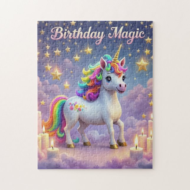 Birthday Magic Poster Whimsical Einhorn Kinder Par Puzzle (Vertikal)