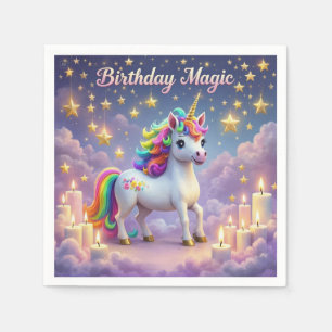Birthday Magic Poster Whimsical Einhorn Kinder Par Serviette