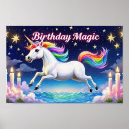 Birthday Magic poster Whimsical Einhorn Party Art
