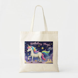 Birthday Magic Whimsical Einhorn Tote Tasche Regen