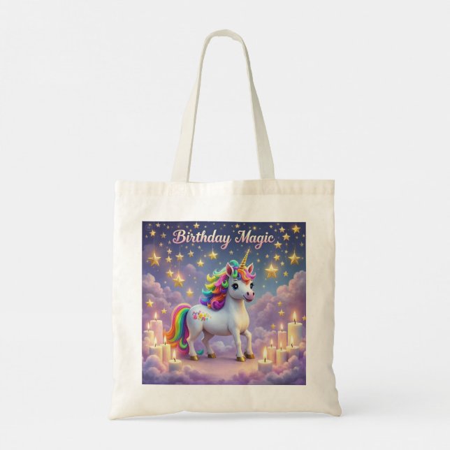 Birthday Magic Whimsical Einhorn Tote Tasche Regen (Rückseite)